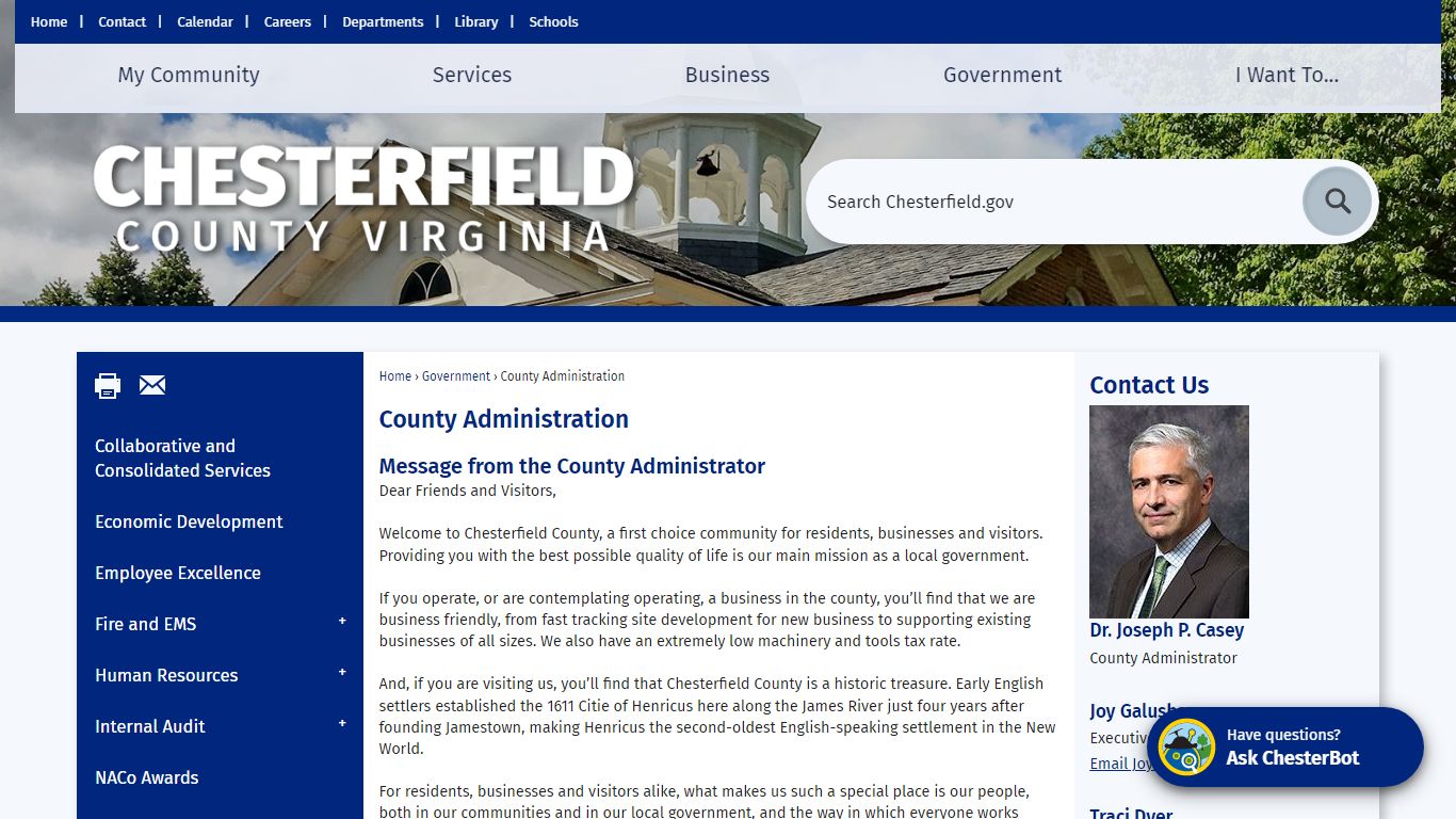 County Administration | Chesterfield County, VA